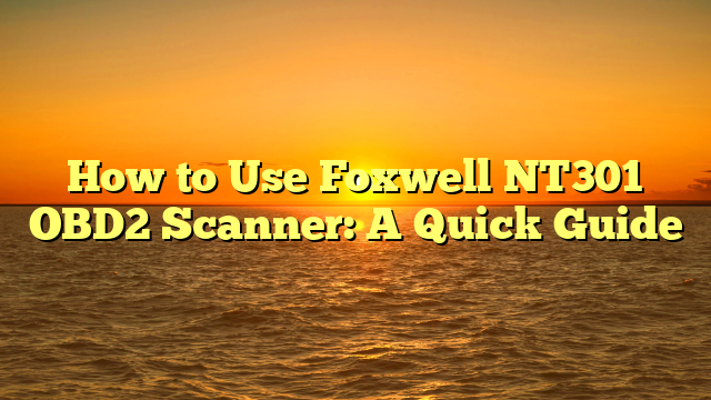How to Use Foxwell NT301 OBD2 Scanner: A Quick Guide