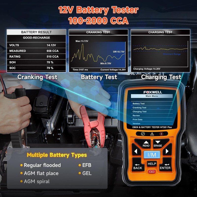 Technician checking power, battery, and electrical safety before running a vehicle emissions scan