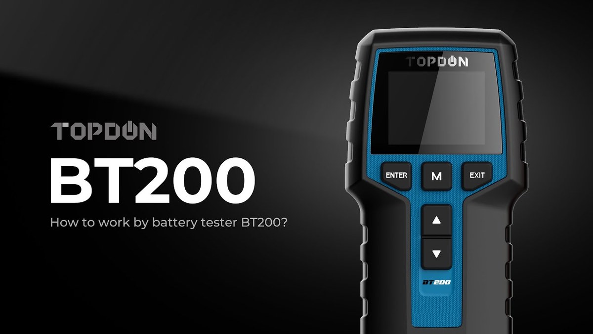 TOPDON BT200 battery tester connected to a car battery for a diagnostic check