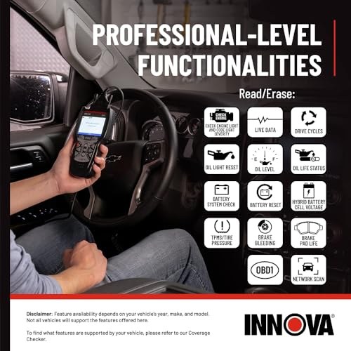Person using an Innova 5610 diagnostic scanner to check a vehicle’s OBD-II port
