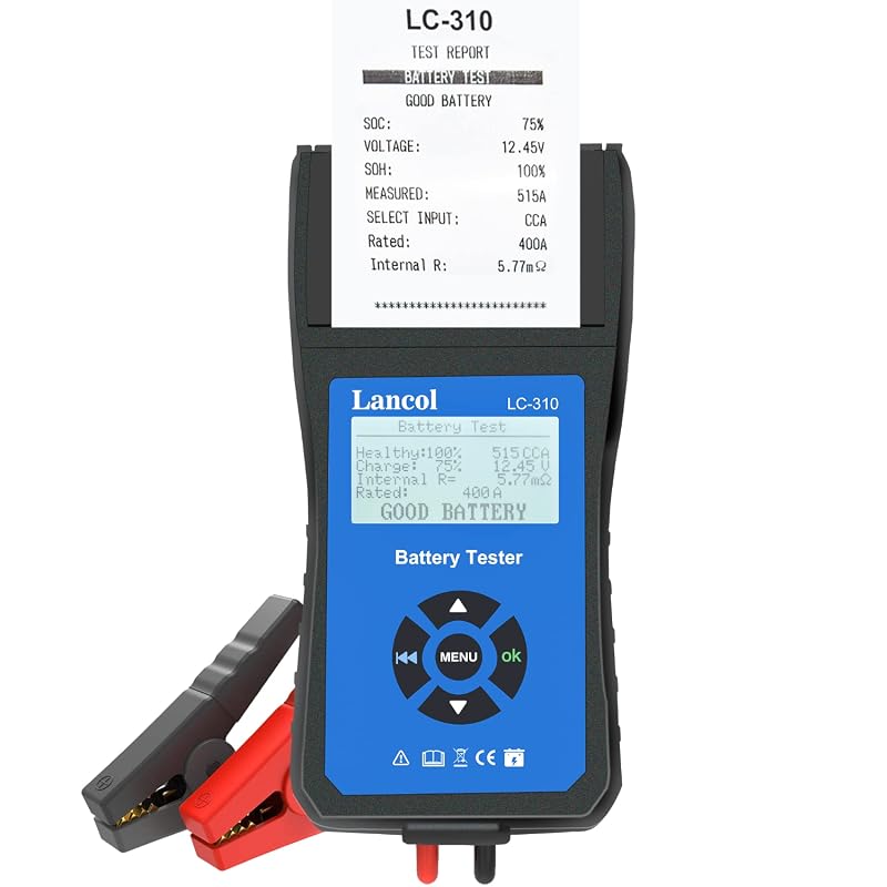 Lancol car battery tester with built-in printer and color screen