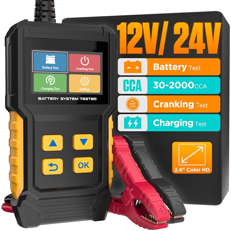 12V 24V car battery tester with color display