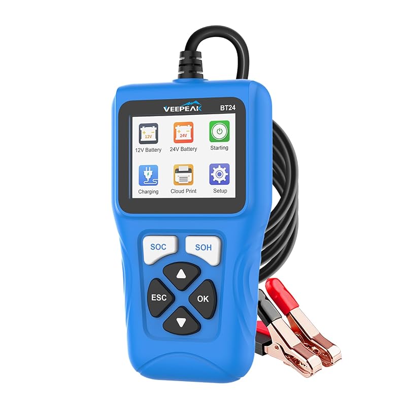 Veepeak 12V/24V automotive battery tester and load analyzer