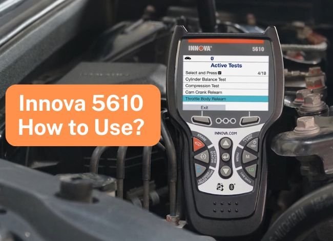 Innova 5610 scan tool connected to a vehicle OBD-II port during ignition mode setup