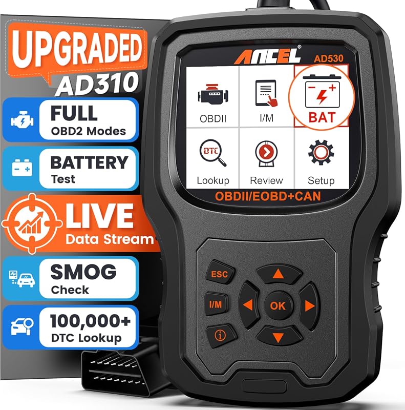 ANCEL AD530 OBD2 scanner code reader with battery voltage monitoring