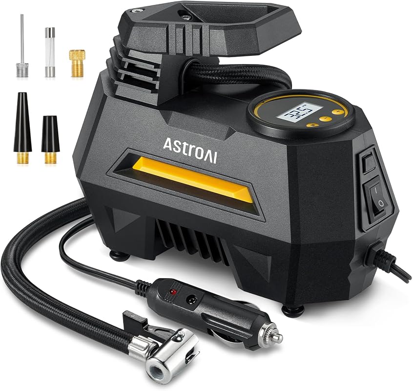 AstroAI 12V Car Tyre Inflator Pump, 100 PSI with Digital Auto-Stop for Easy Use
