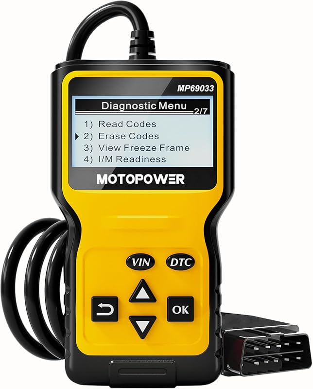 MOTOPOWER MP69033 handheld OBD2 code reader with 2.8 inch LCD display