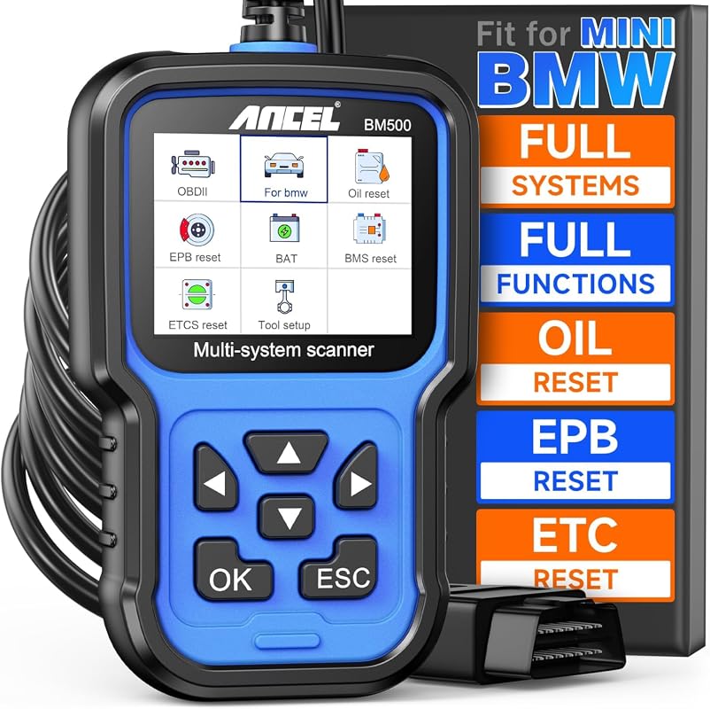 Ancel BM500 BMW battery registration and all-system OBD2 scanner