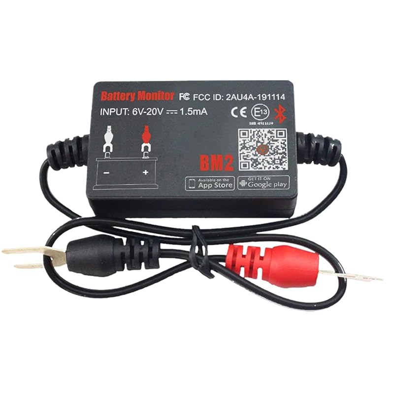 BM2 Bluetooth 12V Car Battery Monitor and Tester with Voltage Tracking and Alerts
