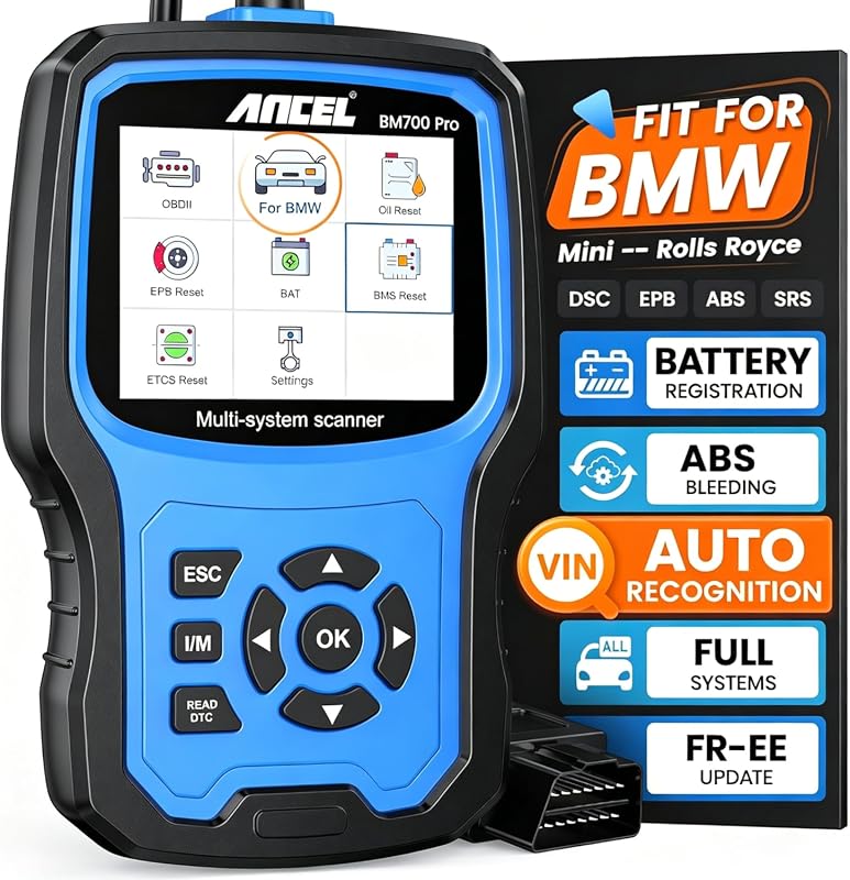 ANCEL BM700 PRO BMW Scanner with Battery Registration, Full Diagnostics, and Reset Services