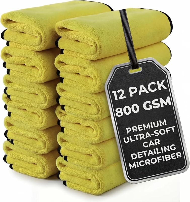 THEPROSTUFF 800 GSM plush microfiber detailing towels in a 12 pack