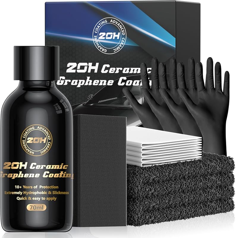 20H professional graphene ceramic coating kit with applicator cloths and gloves