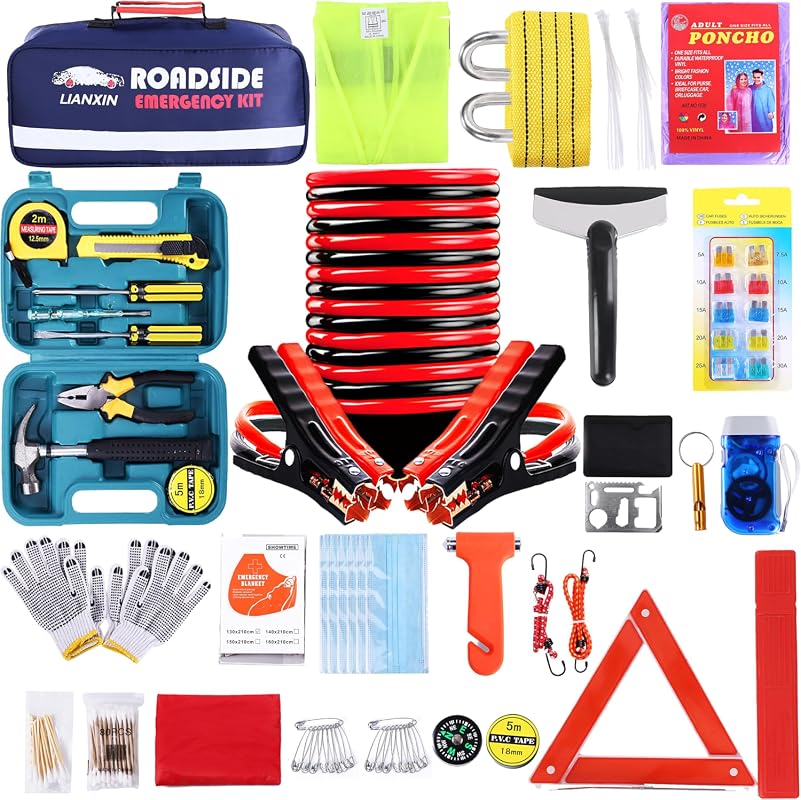 roadside assistance emergency kit with 142 pieces