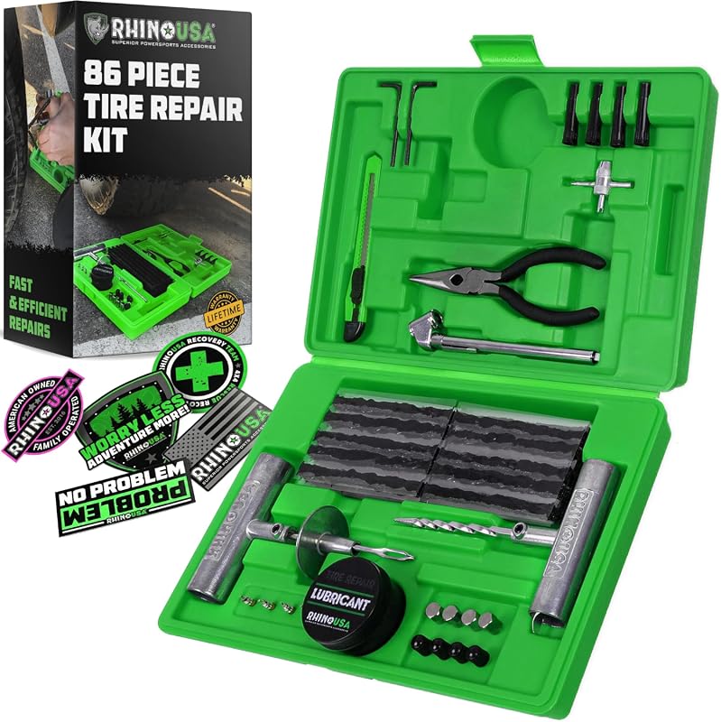 Rhino USA Tire Repair Kit 86-Piece Heavy Duty Tire Plug Kit
