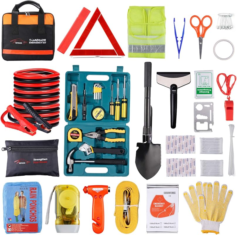 auto vehicle safety kit with foldable shovel