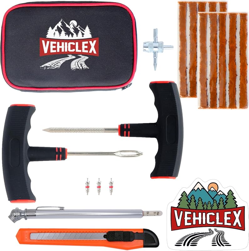 Vehiclex Tire Plug Repair Kit for Car, Motorcycle, ATV, Tractor, Lawn Mover