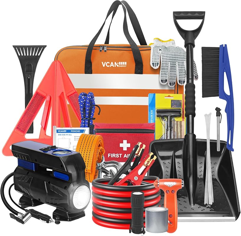 portable car emergency kit with air compressor