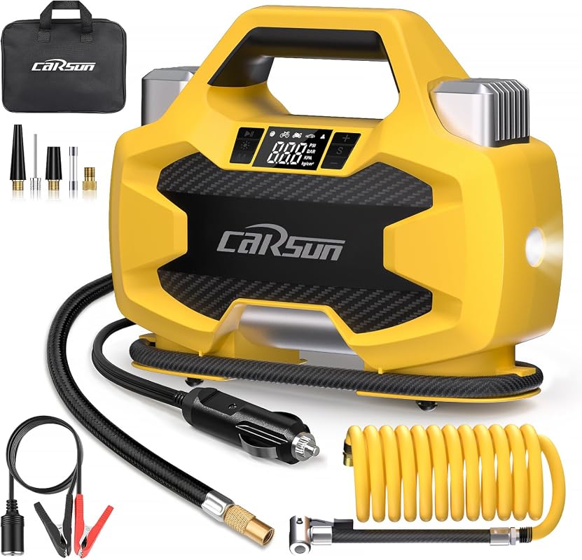 CARSUN dual cylinder portable tire inflator pump