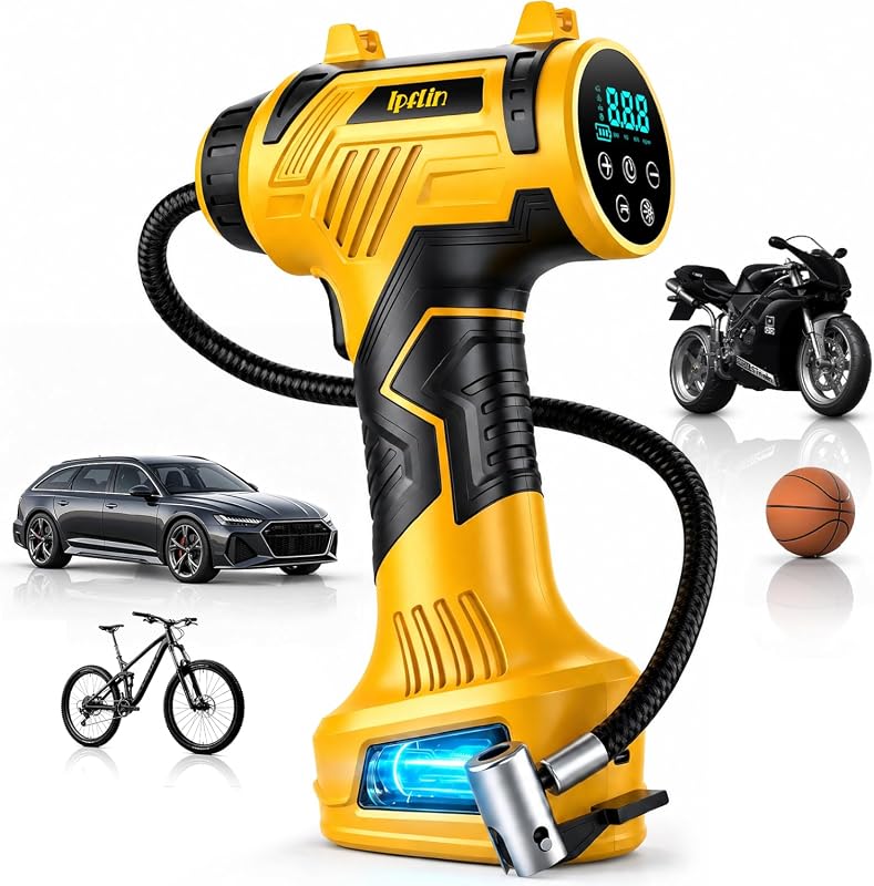 Ipflin 160 PSI portable tire inflator with built-in battery